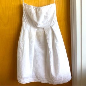 Jcrew textured white cotton strapless dress, sz 4P